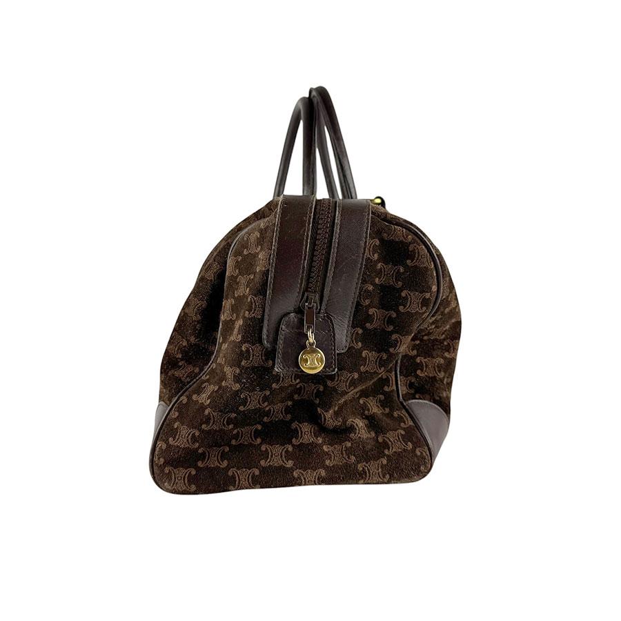 CELINE セリーヌ マカダム スエード ハンドバッグ CELINE（セリーヌ） ハンドバッグ マカダム スエード/レザー ブラウン