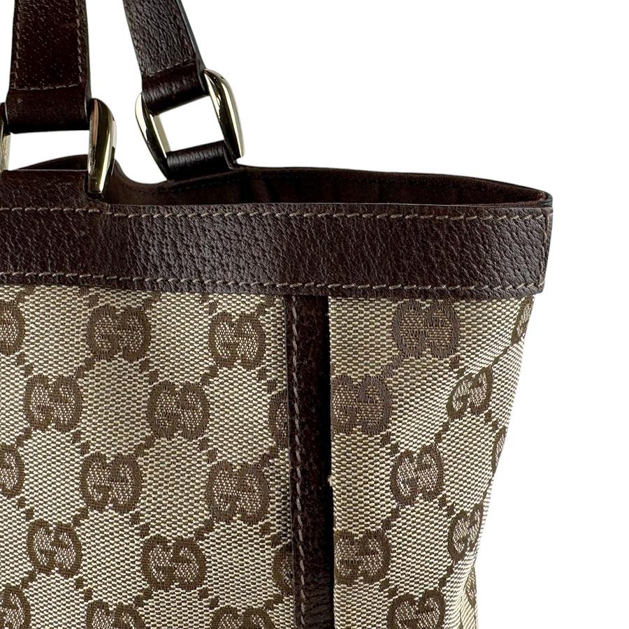 GUCCI ハンドバッグ ブラウン レザー イタリア製 GUCCI（グッチ） ハンドバッグ GGキャンバス/レザー ブラウン