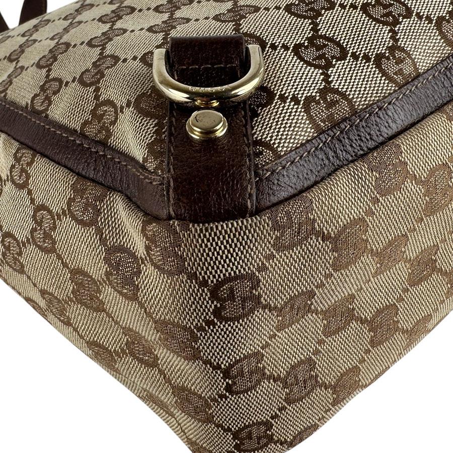 GUCCI ハンドバッグ ブラウン レザー イタリア製 GUCCI（グッチ） ハンドバッグ GGキャンバス/レザー ブラウン