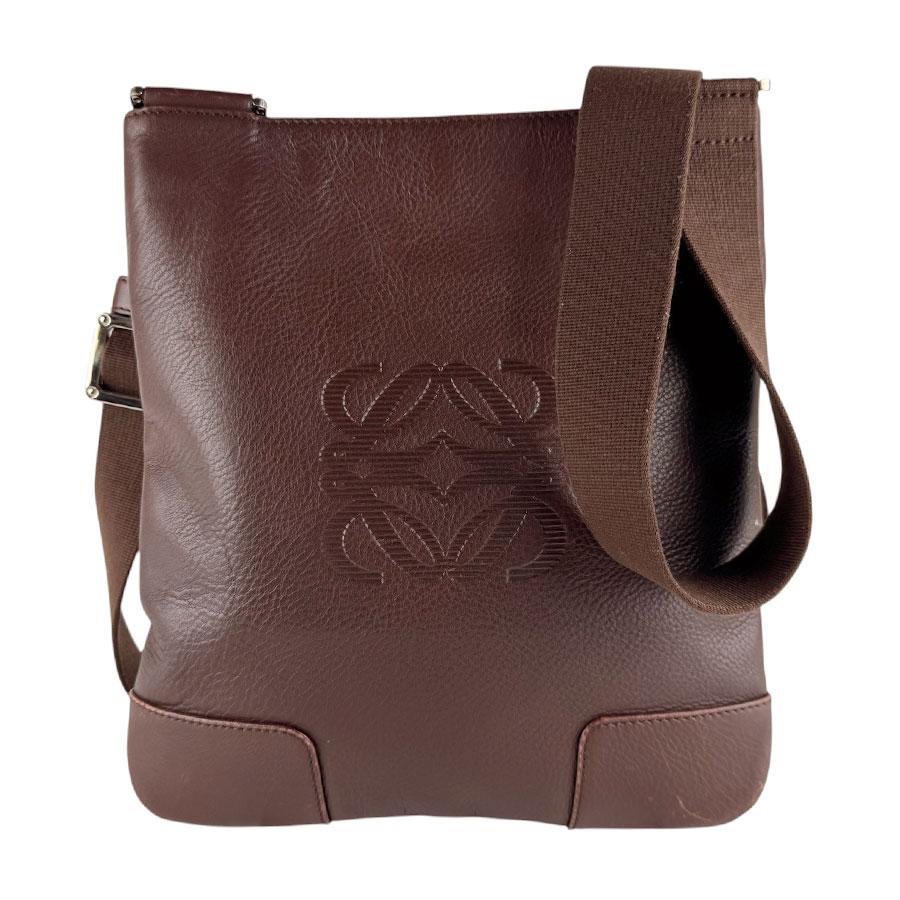 【美品】Loewe ハンドバッグ ブラウン レザー アナグラム ロエベ LOEWE（ロエベ） 斜め掛けショルダーバッグ アナグラム レザー
