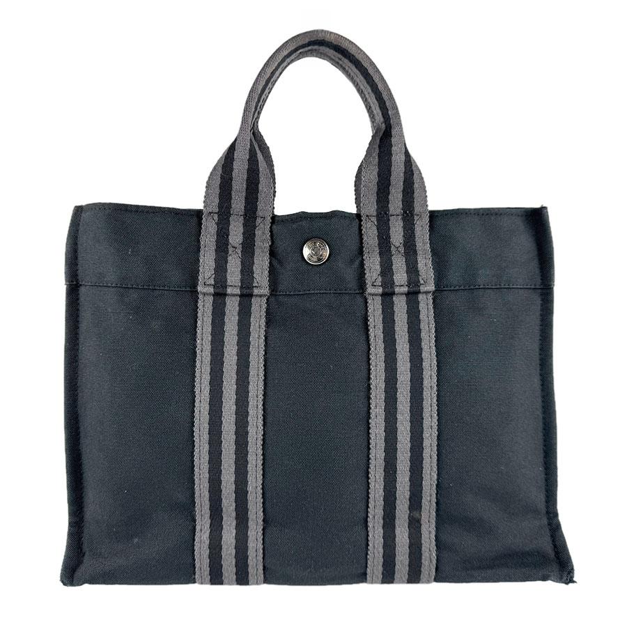 美品✨エルメス　キャンバス　フールトゥPM ハンドバッグ　ブラック　ユニセックス HERMES（エルメス） ハンドバッグ フールトゥPM キャンバス ブラック