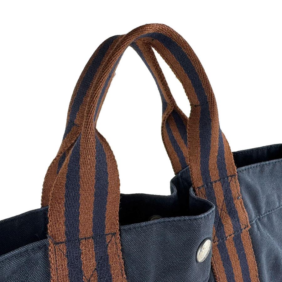 エルメス　フールトゥ　MM　ネイビー×ブラウン HERMES（エルメス） ハンドバッグ フールトゥMM キャンバス ネイビー
