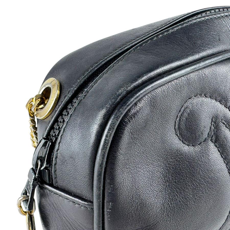 CELINE セリーヌ レザー ショルダーバッグ ブラック 斜め掛け可 CELINE（セリーヌ） 斜め掛けショルダーバッグ レザー/メタル ブラック