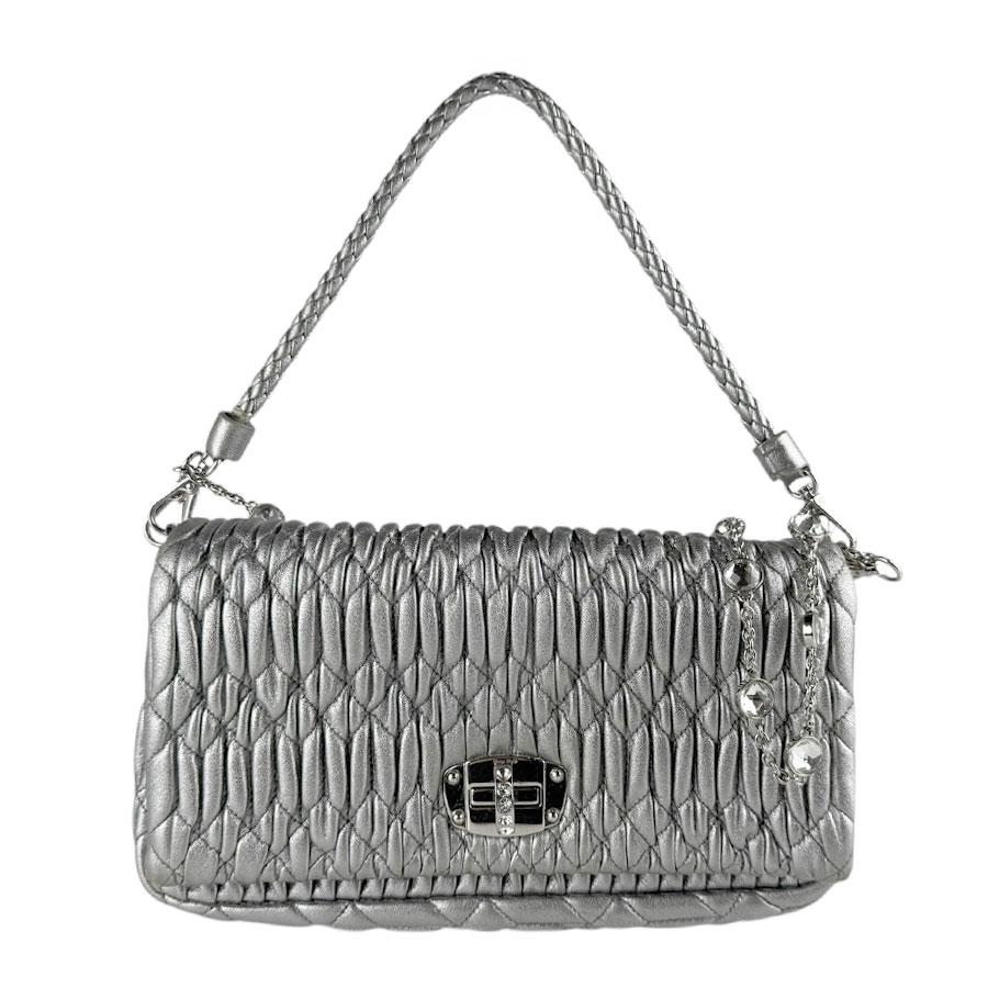 miu miu ミュウミュウ マテラッセ ミニハンドバッグ シルバー 2way miu miu（ミュウミュウ） ハンドバッグ マテラッセ レザー シルバー