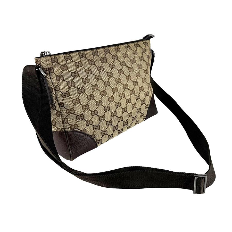 GUCCI（グッチ） ショルダーバッグ GGキャンバス/レザー ブラウン