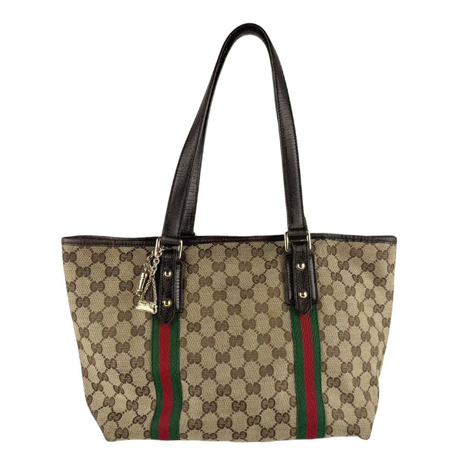 グッチ シェリーライン 肩掛け ショルダーバッグ キャンバス レザー ブラウン GUCCI（グッチ） ショルダーバッグ シェリーライン GGキャンバス