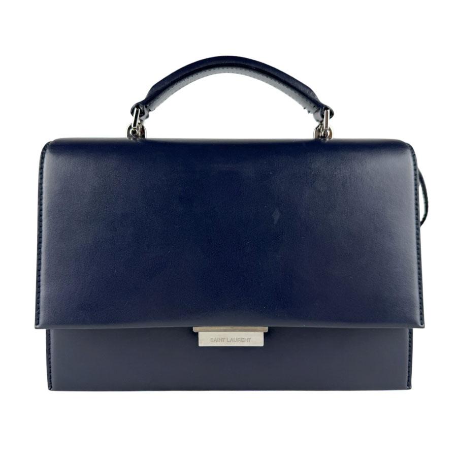 【Yves Saint Laurentレザーバック】ネイビー サンローラン SAINT LAURENT ショルダーバッグ レザー ネイビー