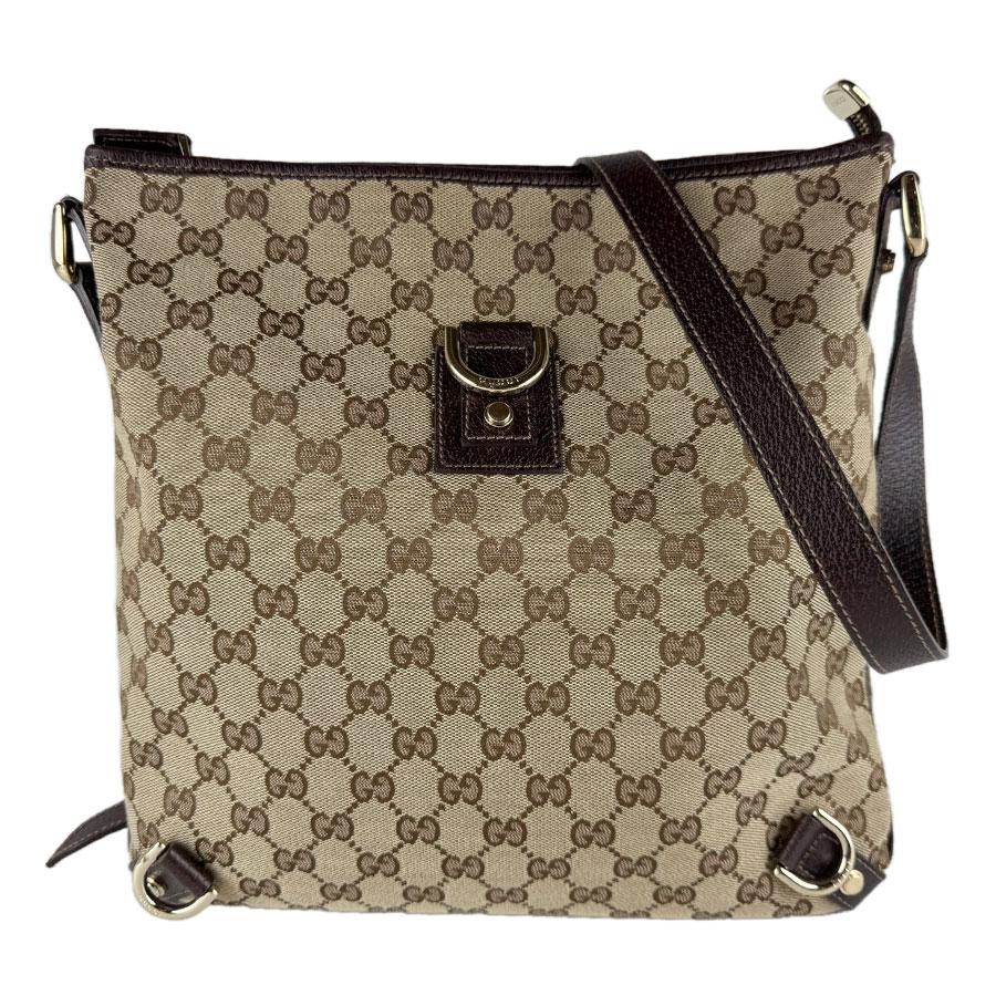 GUCCI ショルダーバッグ ブラウン キャンバス/レザー GUCCI（グッチ） ショルダーバッグ GGキャンバス/レザー ブラウン