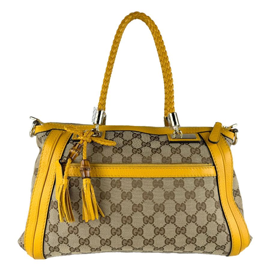 【美品】GUCCI ハンドバッグ イエロー キャンバス ベージュ GUCCI（グッチ） ハンドバッグ ショルダーバッグ ベラ GGキャンバス