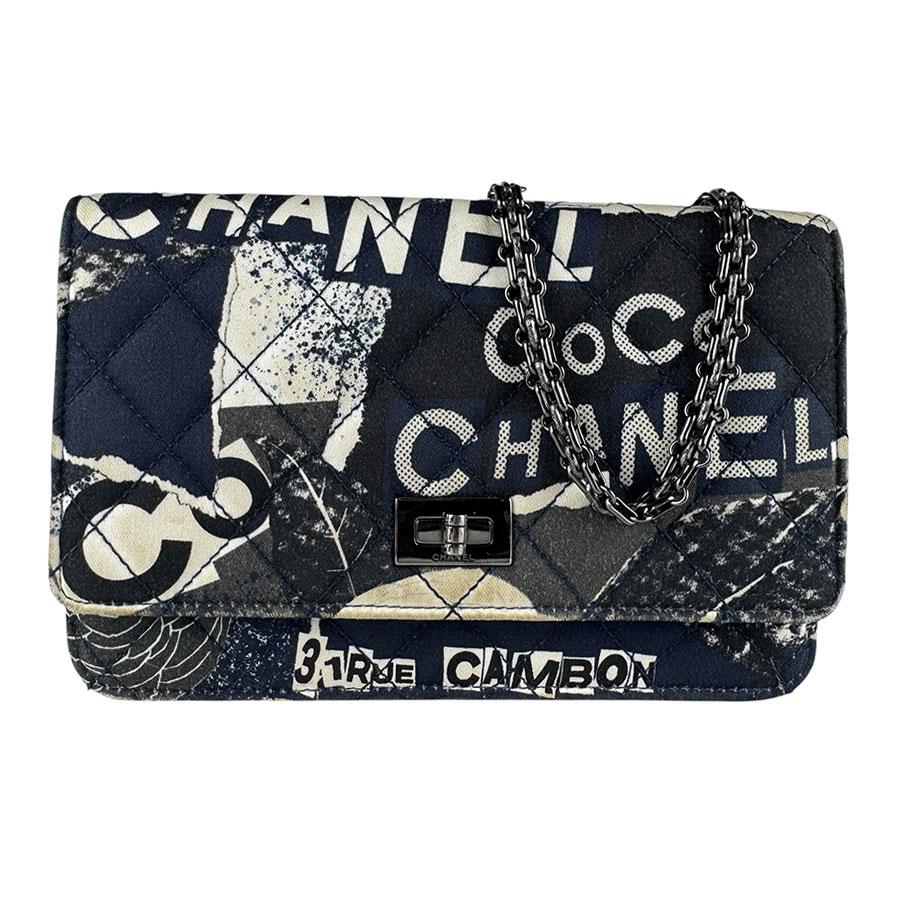 CHANEL（シャネル） チェーンウォレット コットン ネイビー系