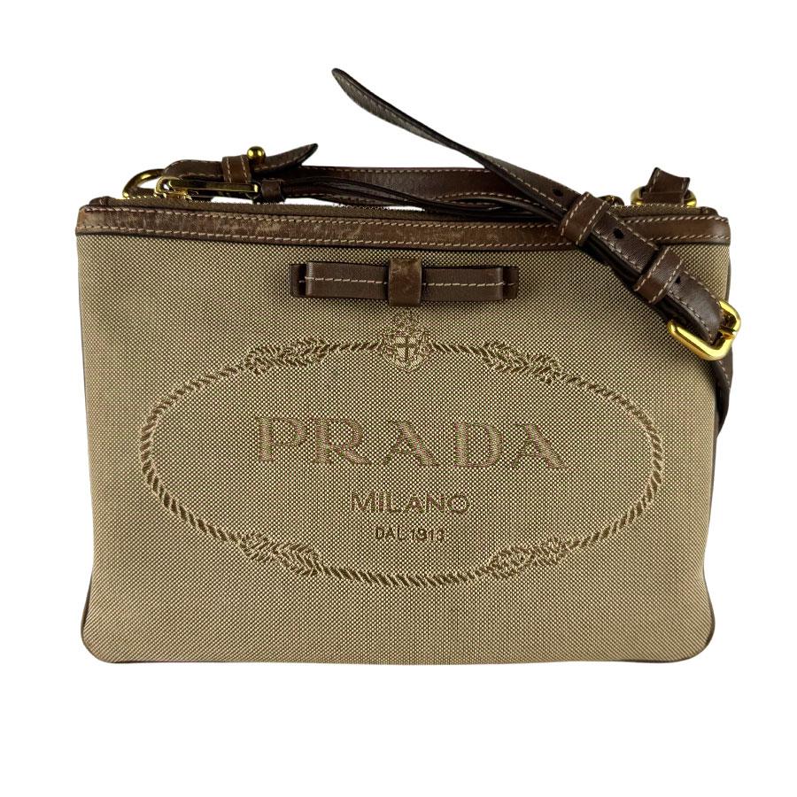 【すぐ発送】PRADA プラダロゴジャガードショルダー斜め掛けバッグキャンバス PRADA（プラダ） ショルダーバッグ ロゴ ジャガード キャンバス/レザー