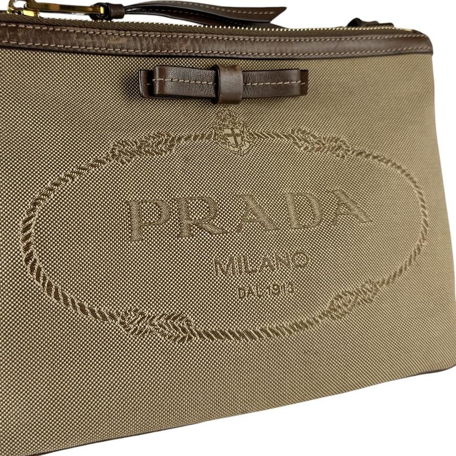 PRADA（プラダ） ショルダーバッグ ロゴ ジャガード キャンバス/レザー