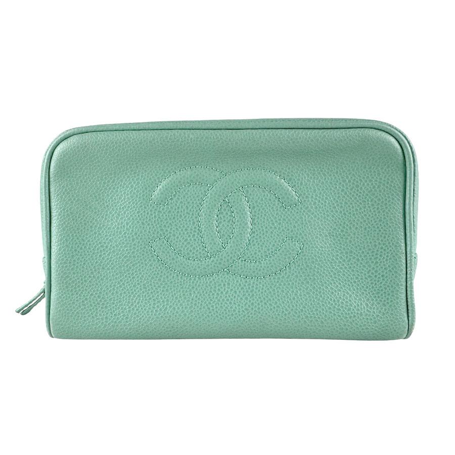 CHANEL（シャネル） ポーチ キャビアスキンレザー グリーン : ブランド