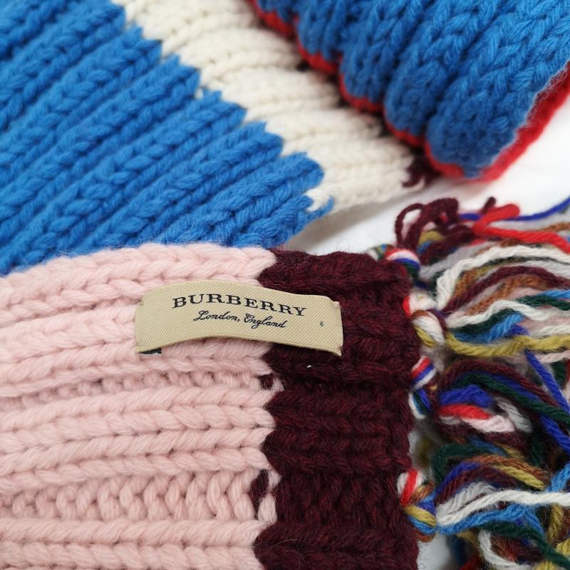 バーバリー フリンジ マルチ ボーダー マフラー ウール 4065375