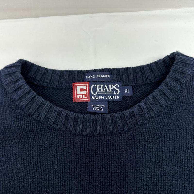 ラルフローレン 90s CHAPS 星条旗 ロゴ 刺繍 クルーネック ニット