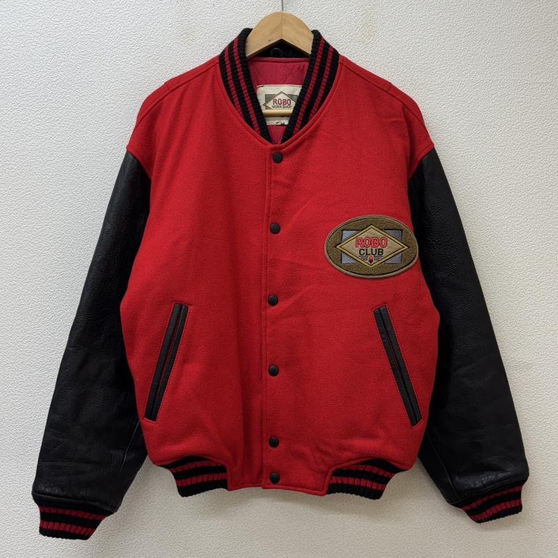 古着 ROBO CLUB ロゴ ワッペン ウール レザー スタジャン バーシティ