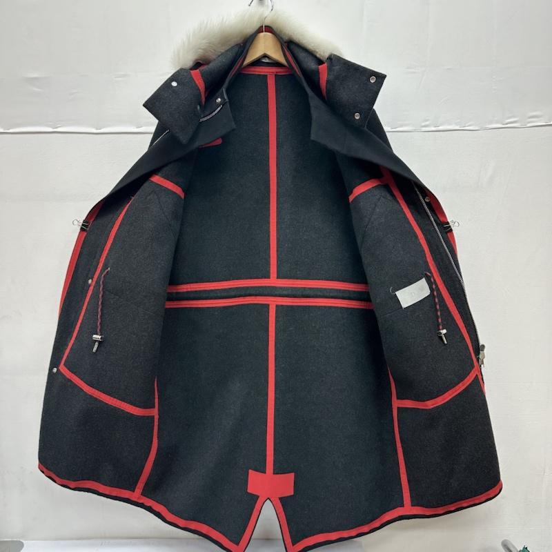 ディオールオム 17AW フード ファー カシミヤ ウール モッズ コート 48