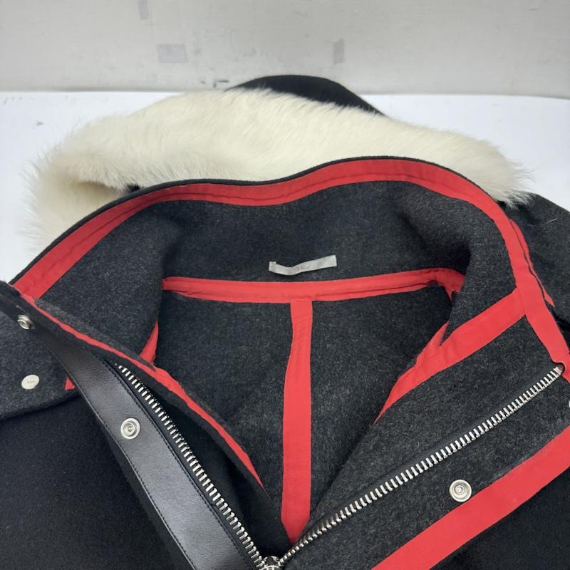ディオールオム 17AW フード ファー カシミヤ ウール モッズ コート 48