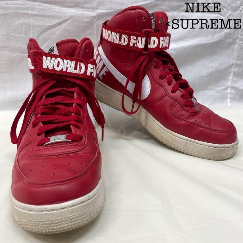 ナイキ 698696-610 ×Supreme Nike Air Force 1 High World Famous Red