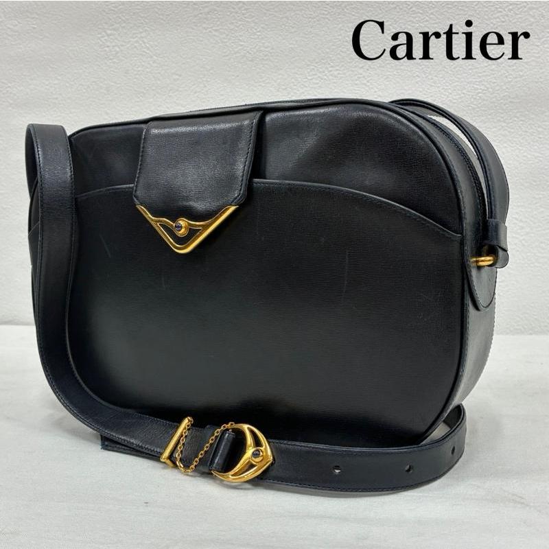 カルティエ オールド サファイアライン レザー ショルダーバッグ 斜め