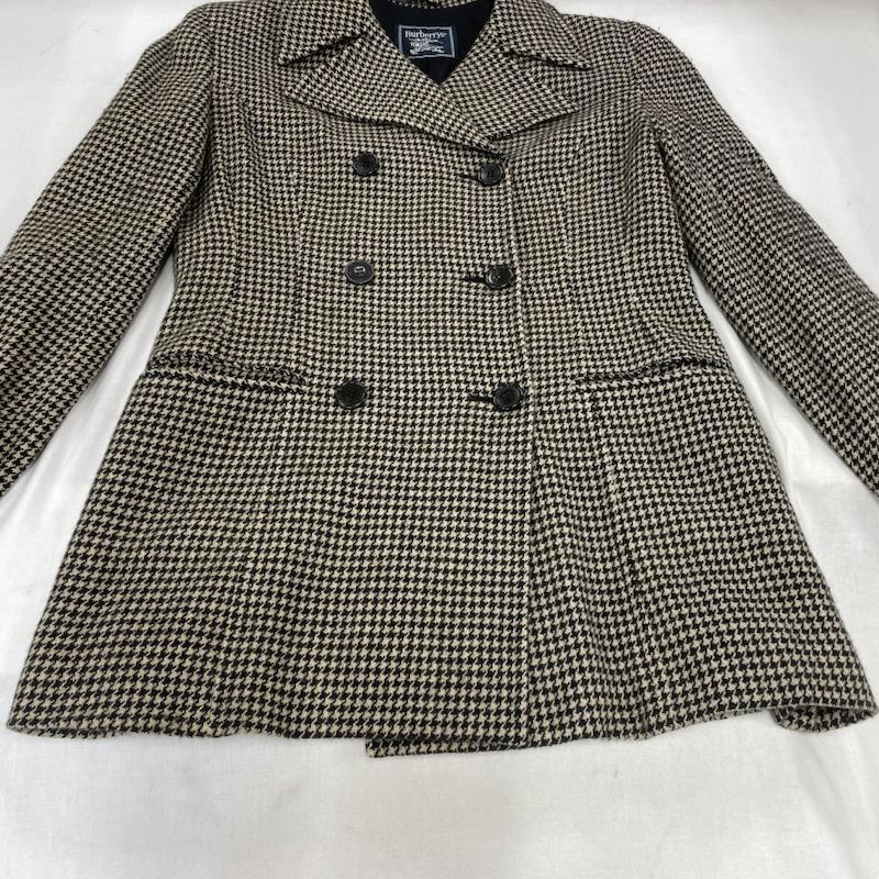 バーバリーズ カシミヤ混 ウール ダブル ハーフコート 千鳥格子