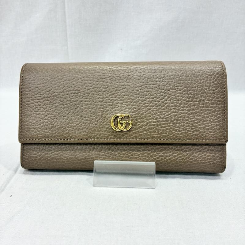 GUCCI（グッチ） GGマーモント レザー長財布 ピンクベージュ 456116 