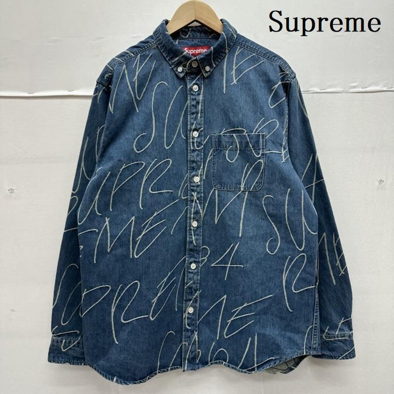Supreme シュプリーム デニム シャツ マルチ ジャガード ブラック Ｌ シュプリーム 23AW Handwriting Jacquard Denim Shirt ハンド