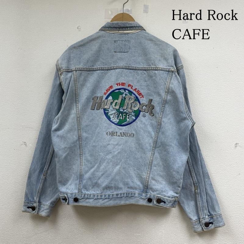 古着 90s ハードロックカフェ オーランド ロゴ 刺繍 デニム ジャケット 