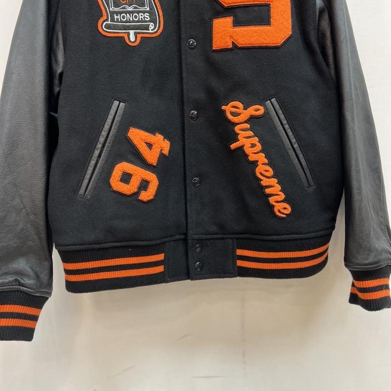 Supreme スタジャン 黒/オレンジお値下げできません。 シュプリーム 19AW Team Varsity Jacket スタジャン M 50143725