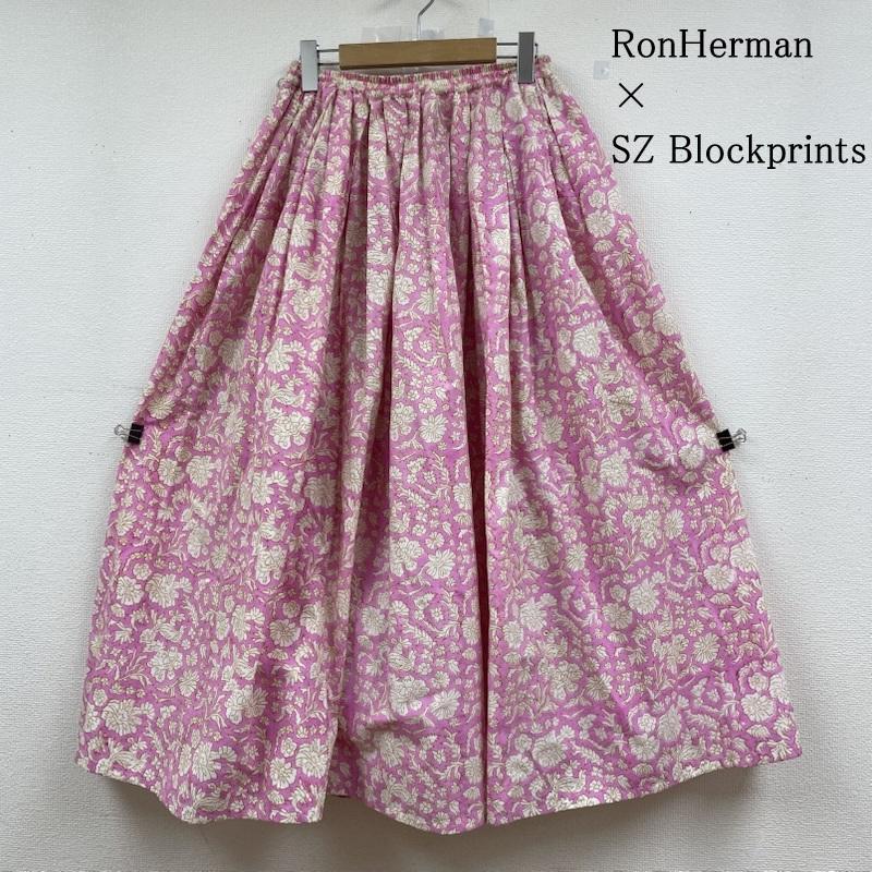 エスゼットブロックプリント x Ron Herman フレアスカート XS ロンハーマン SZ Blockprints コラボ コットン 花柄 総柄 フラワー
