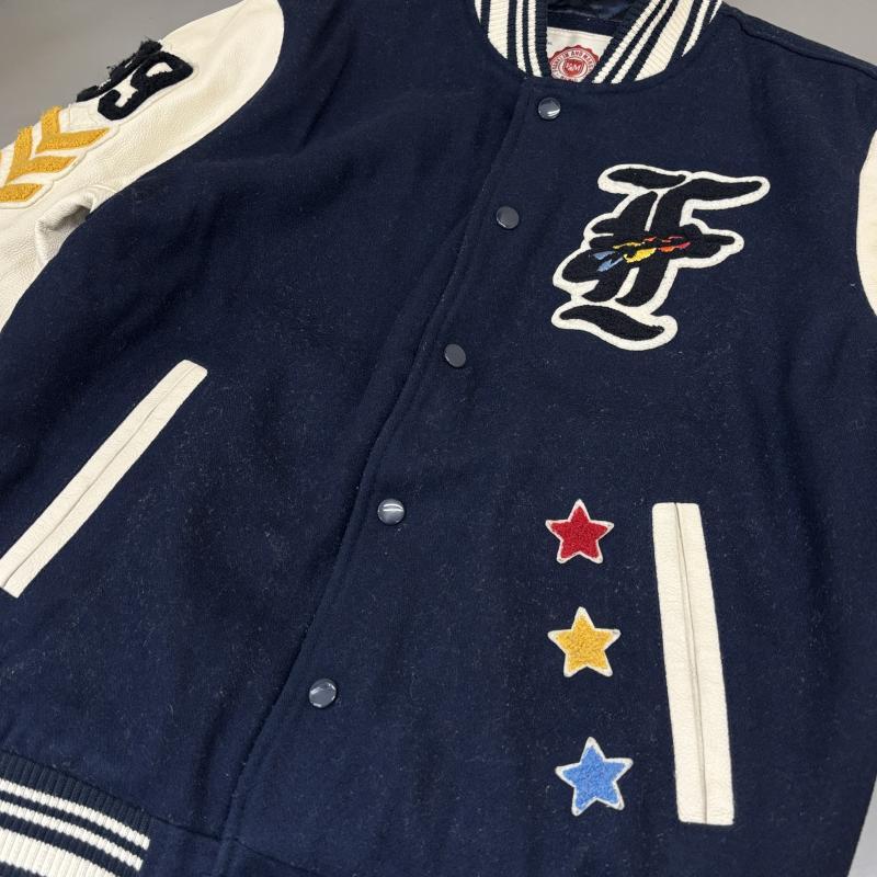 フランクリンマーシャル 豚革 レザー ウール コンビ スタジャン バー