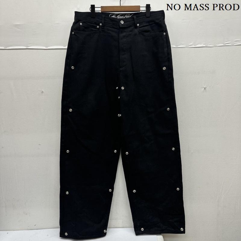 古着 NO MASS PROD スナップ デザイン ブラック デニム ワイド パンツ