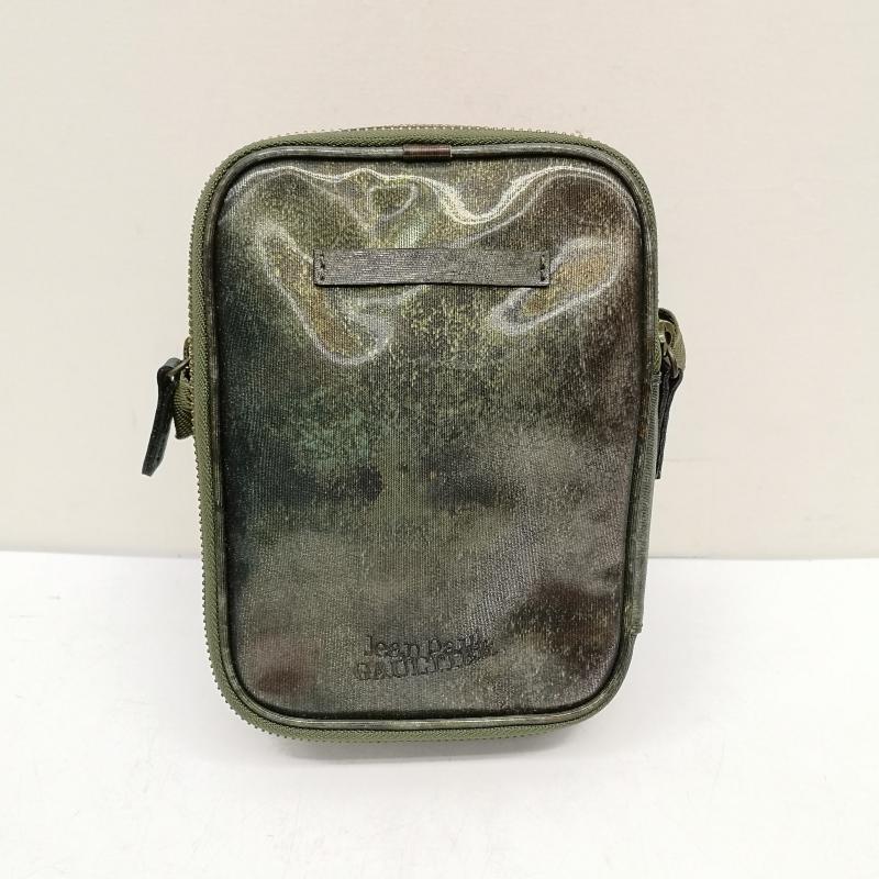 ジャンポールゴルチエ　ショルダーバッグ　Vサイバー　玉虫色　レザー　茶　ロゴ金具 ジャンポールゴルチエ 90s Vサイバー ショルダーバッグ 玉虫色