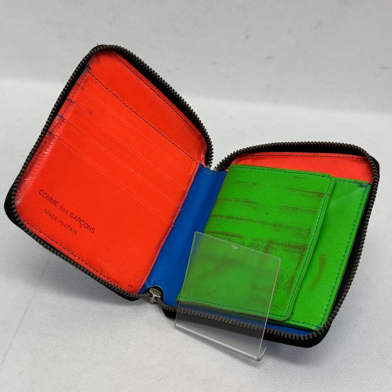 コムデギャルソン 二つ折り財布 ZIPウォレット ブルー マルチカラー