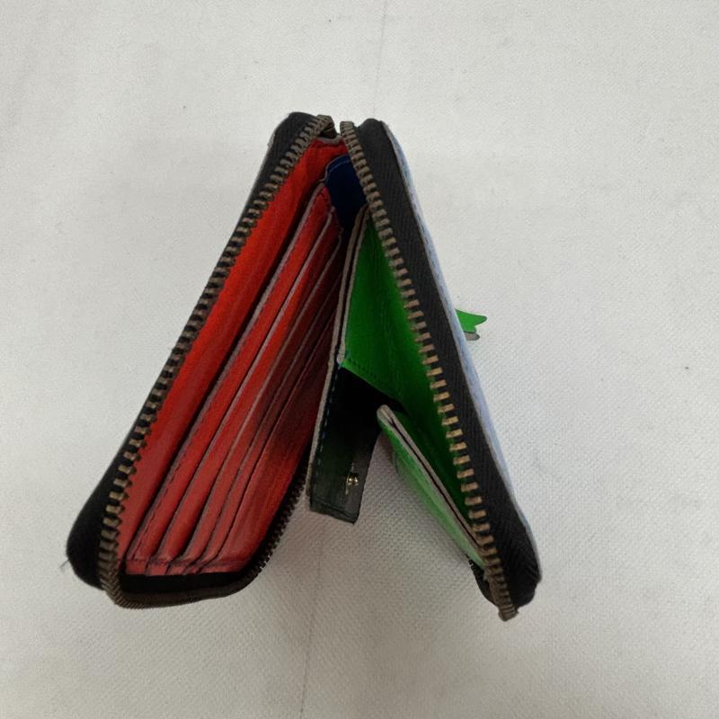 コムデギャルソン 二つ折り財布 ZIPウォレット ブルー マルチカラー