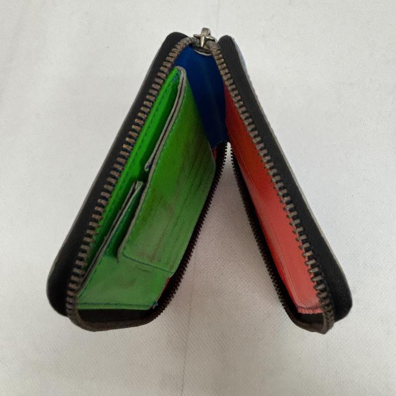 コムデギャルソン 二つ折り財布 ZIPウォレット ブルー マルチカラー