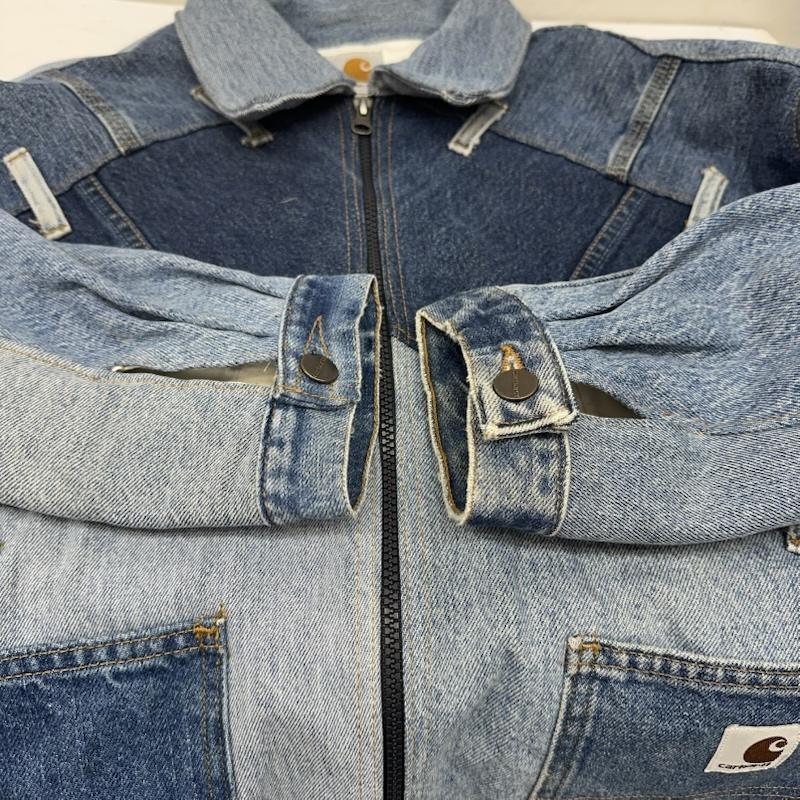 カーハート 再構築 デニム ジップ ジャケット パッチワーク リメイク