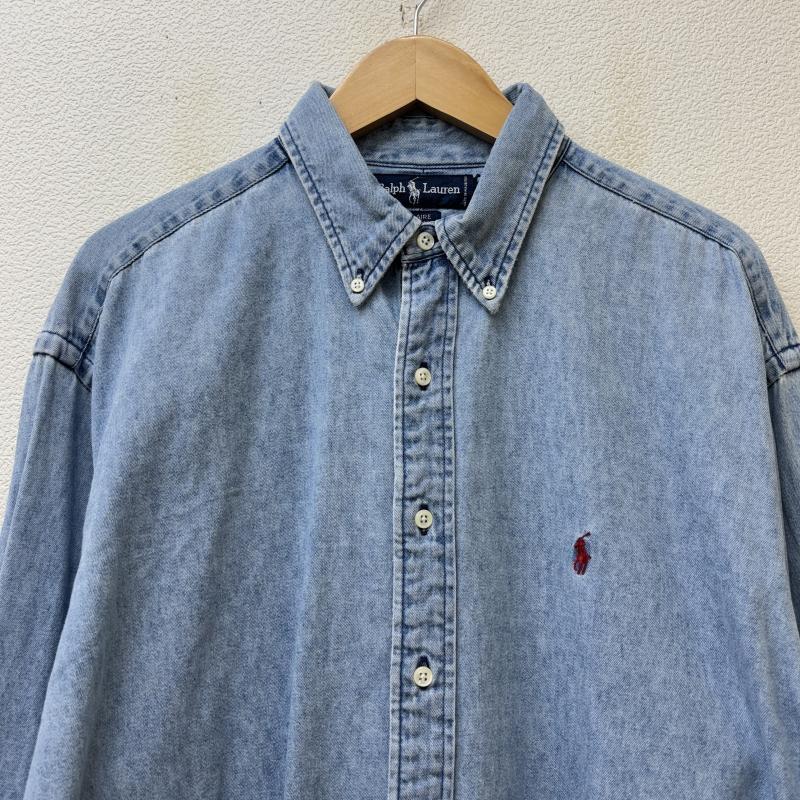 【専用品90SラルフローレンデニムシャツXL BLAIRE ポニー刺繍チュニック ラルフローレン 90s BLAIRE ポニー 刺繍 デニム シャンブレー ボタン