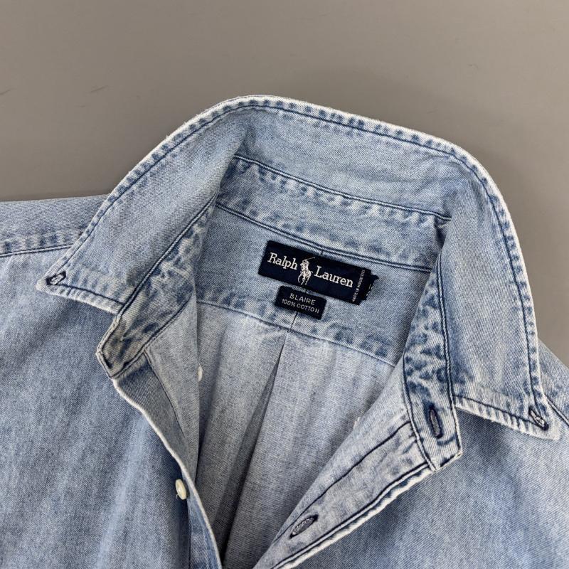 ラルフローレン 90s BLAIRE ポニー 刺繍 デニム シャンブレー ボタン
