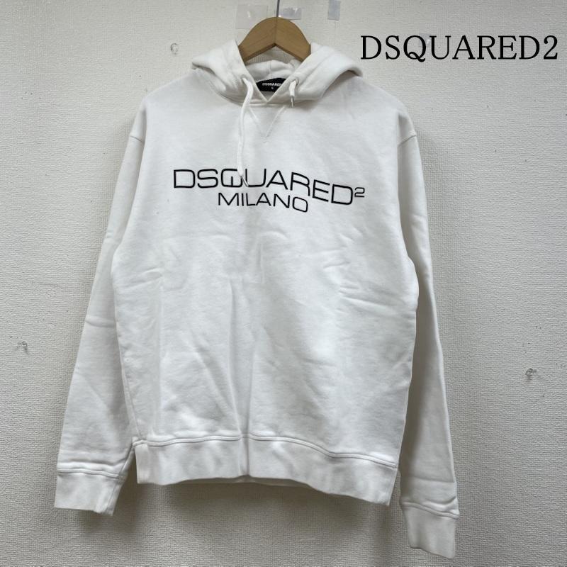 DSQUARED2 ホワイト フード付き パーカー ディースクエアード2 パーカー MILANO ロゴ プリント フード付き 裏