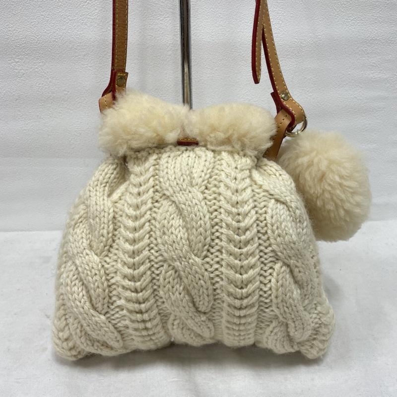 古着 ムートン ニット ショルダー バッグ ファー ケーブル編み ポーチ