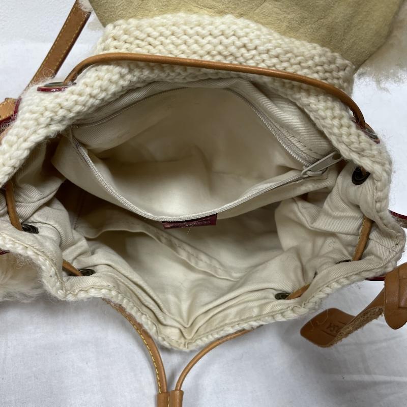 古着 ムートン ニット ショルダー バッグ ファー ケーブル編み ポーチ