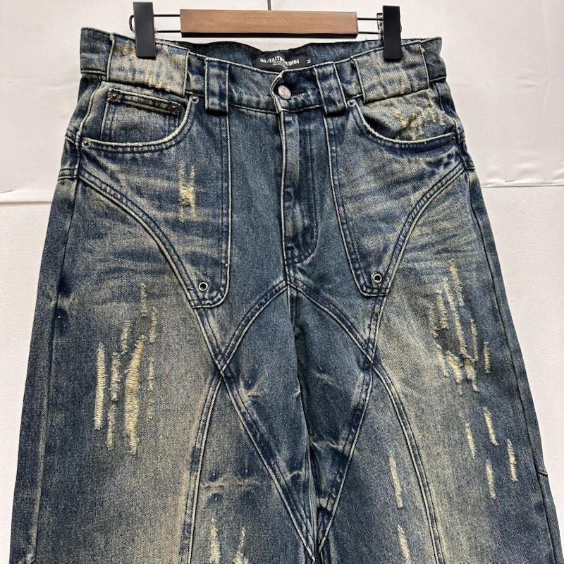 古着 NO/FAITH STUDIOS SUN FADED DUNE バギー ダメージ デニム パンツ