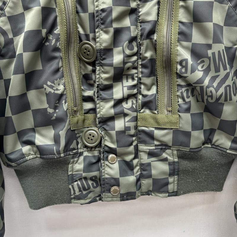 ヒステリックグラマーのファー付きミリタリージャケット ヒステリックグラマー エアフォース チェック フーデッド ミリタリー