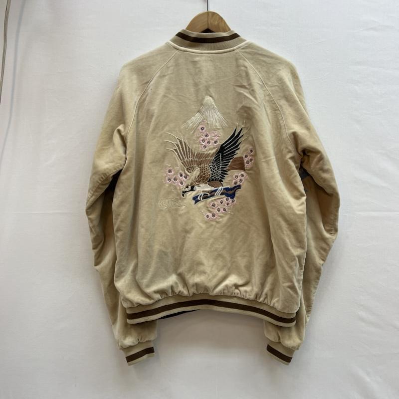 古着 空 ku 別珍 サテン リバーシブル スカジャン 和柄 刺繍 L