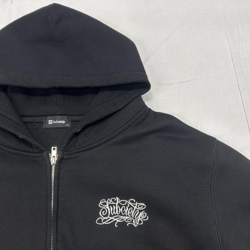 サブサエティ スカルマリア ジップパーカー バック刺繍 ブラック L