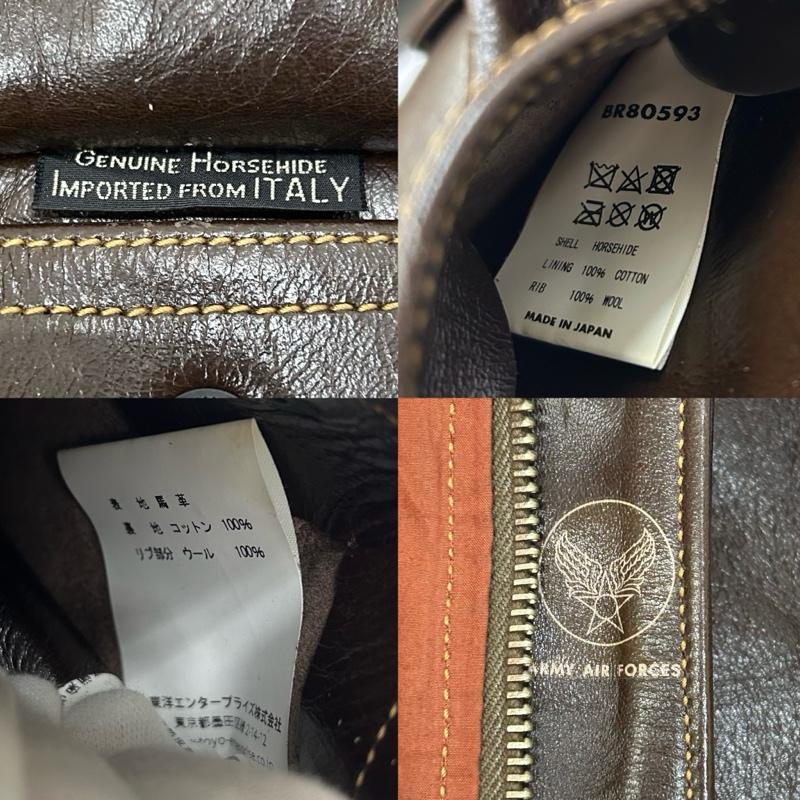 バズリクソンズ TYPE A-2 ROUGH WEAR CLOTHING CO. BR80593 HORSEHIDE ITALY製 38 38 50148327 50148327の画像