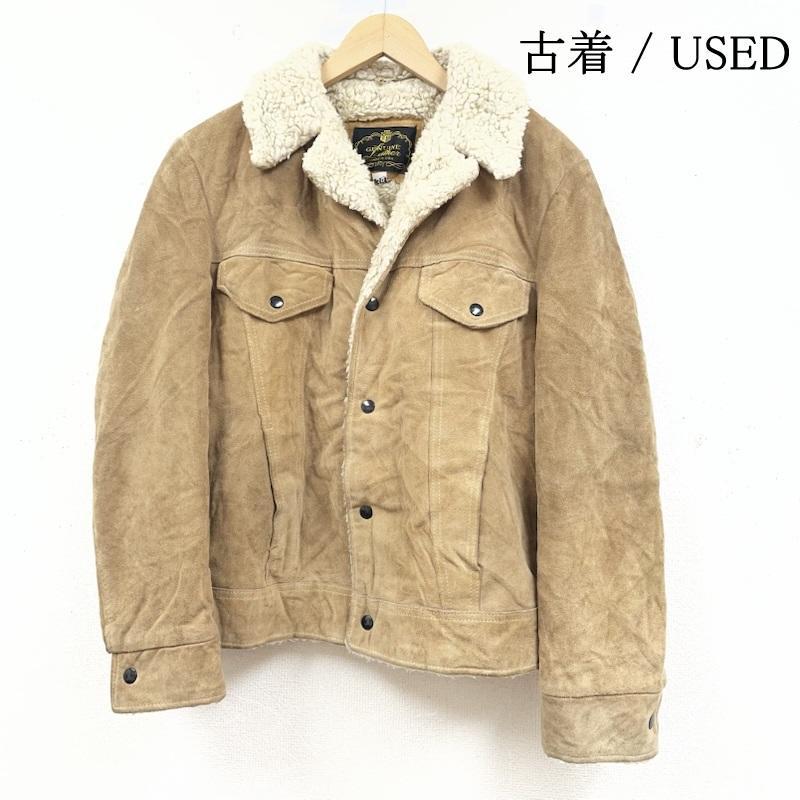 古着 70s USA製 ムートン ジャケット スウェード ランチコート
