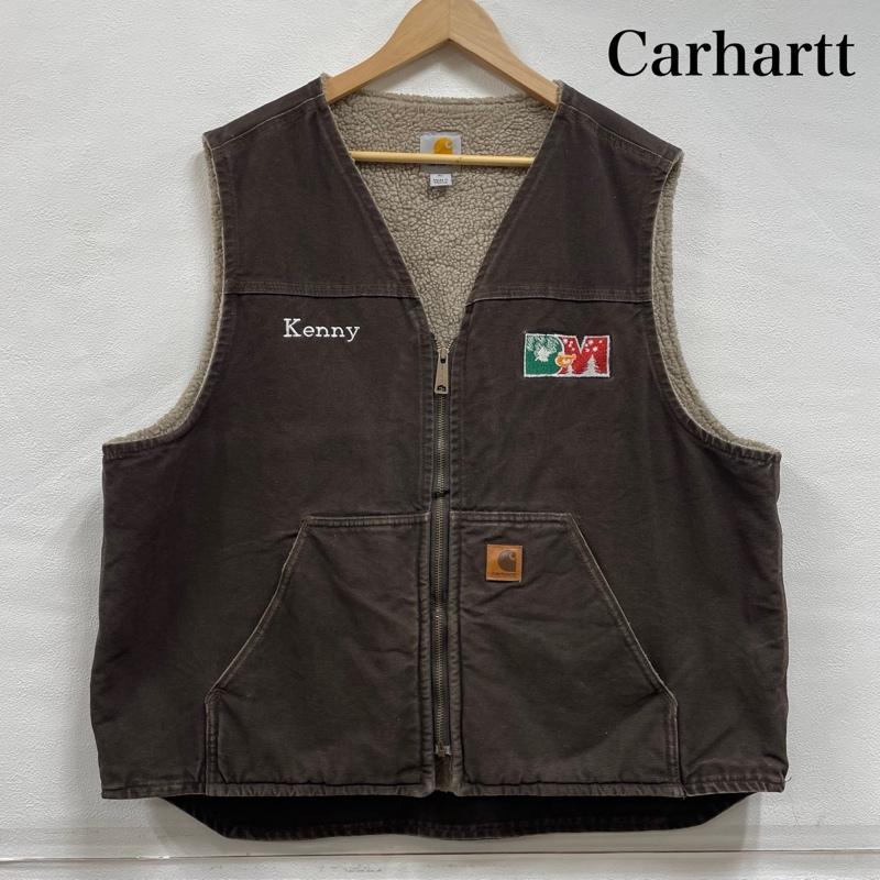 カーハート ダックベスト ジップアップ ジャケット ボア 刺繍 ロゴ