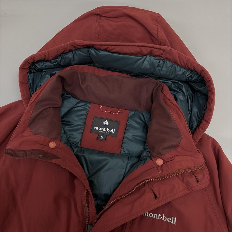 【美品】モンベル ハスキーコート ダウン メンズM レッド 極美品 モンベル ハスキーコート ダウン メンズM レッド ミドル丈